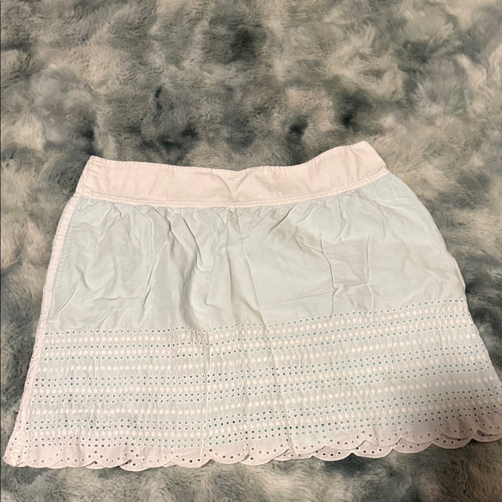 India Boutique Blue and White Eyelet Mini Skirt